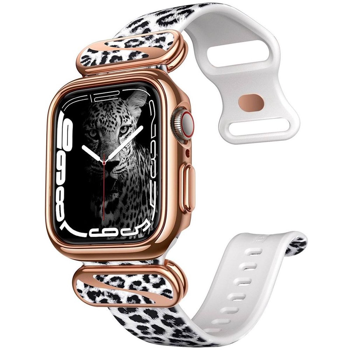 Supcase Bandje Geschikt voor Apple Watch 44-45mm-Ultra - Cosmo Luxe Case - Panterprint Wit
