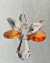 Geluksengel Oranje Raamhanger, gemaakt met o.a. Swarovski Kristallen(32% volloodkristal) Suncatcher, beschermengel, engel, Engeltje, kristal, kerstengel, kerst, kerstdecoratie,Raamdecoratie,cadeau,hanger,decoratie,raamkristal, kerst-pakket,autohanger