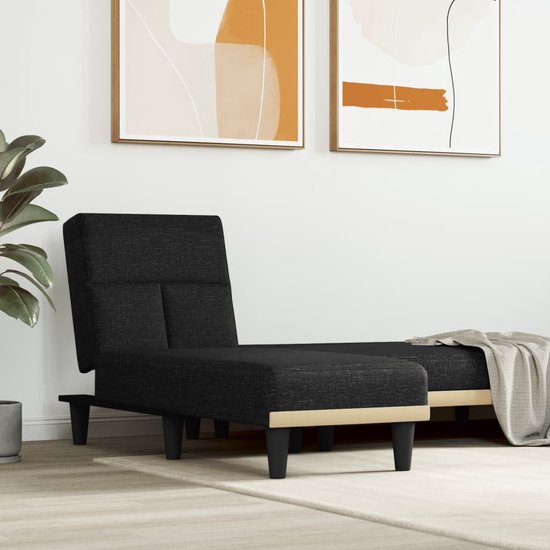 The Living Store Chaise longue verstelbaar - 55x140x70 cm - zwart