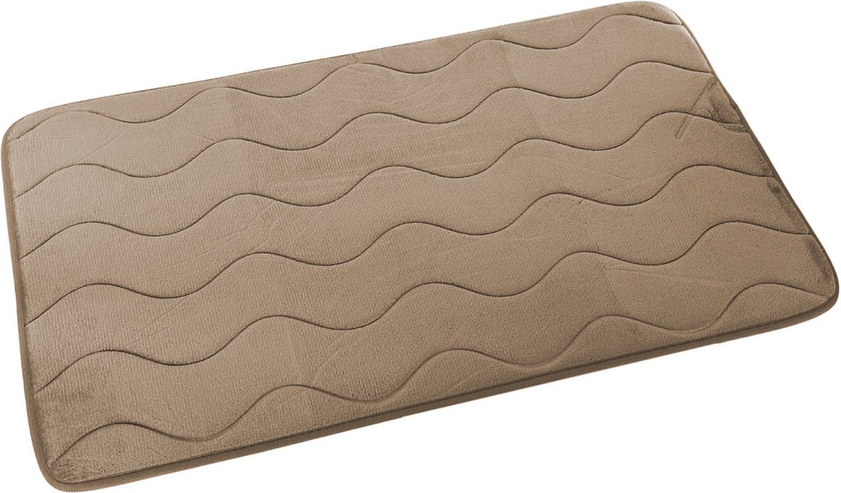 Raved Badkamermat 75 x 45 - Golven Beige - Antislip - Uitwasbaar - Waterabsorberend