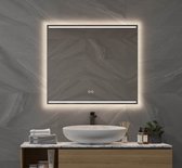 Miroir de salle de bain avec éclairage LED, chauffage, capteur tactile et fonction de gradation 80x70 cm