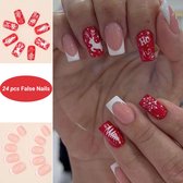 GUAPÀ® Plaknagels | 24 stuks valse nagels | Press On Nails | Nepnagels | Kunstnagels | Compleet plaknagels starterspakket | Nagels stickers | 24 stuks plaknagels Kerst nagels