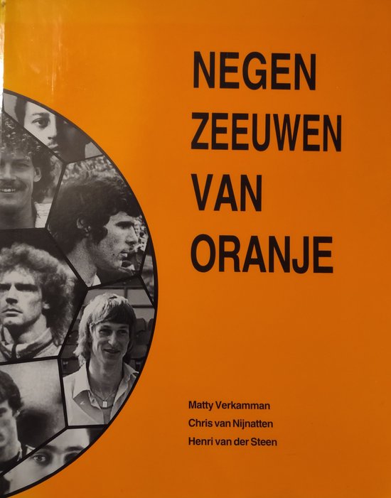 Boek "Negen Zeeuwen van Oranje" met zwarte tekst op oranje achtergrond. Links een collage van portretten van mannen.