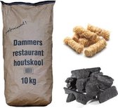 Combideal! Dammers Restaurant Houtskool 10KG + Pitmaster aanmaakwokkels 1KG (+/- 75 stuks)