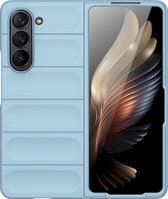 Mobigear Hoesje geschikt voor Samsung Galaxy Z Fold 5 Telefoonhoesje Flexibel TPU | Mobigear Bumpy Backcover | Galaxy Z Fold 5 Case | Back Cover - Blauw