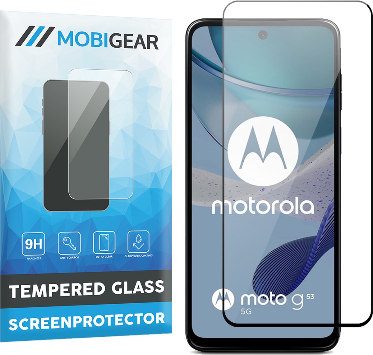 Mobigear Screenprotector geschikt voor Motorola Moto G53 5G Glazen | Mobigear Premium Screenprotector - Case Friendly - Zwart