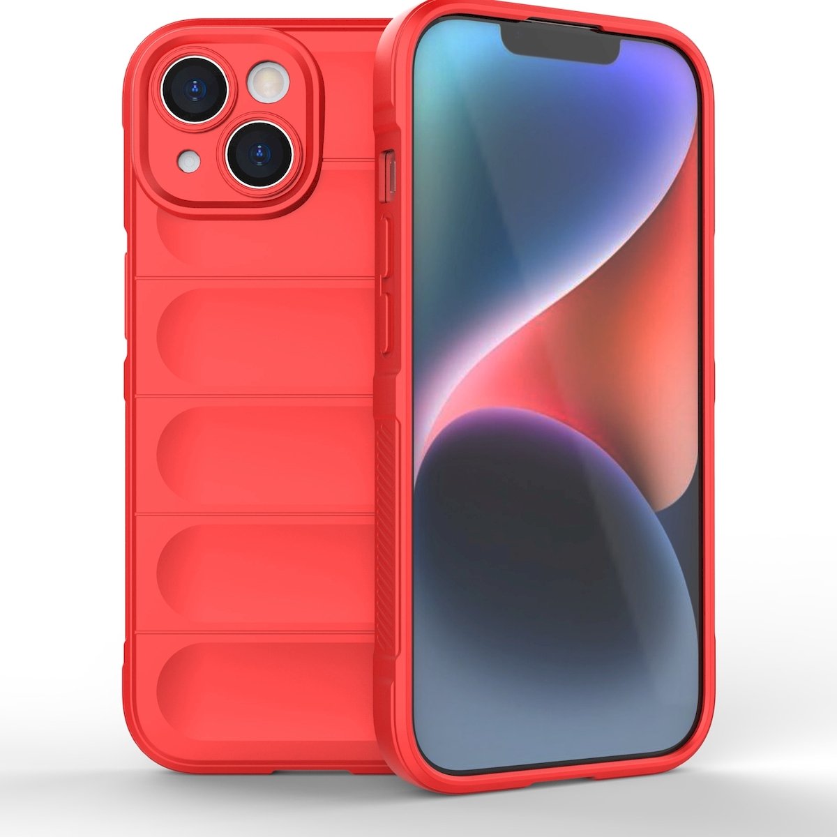 Mobigear Hoesje geschikt voor Apple iPhone 15 Telefoonhoesje Flexibel TPU | Mobigear Bumpy Backcover | iPhone 15 Case | Back Cover - Rood