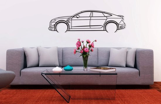 Audi RS7 Silhouette – Metaal Kunst - Wanddecoratie - Man Cave - Auto Decoratie - 80cm X 20cm - Muurdecoratie - Cadeau voor man