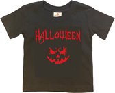 Kinder t-shirt | Halloween | Pompoen grappig | Scary cadeau | Cadeau | Zwart/rood | Maat 110/116