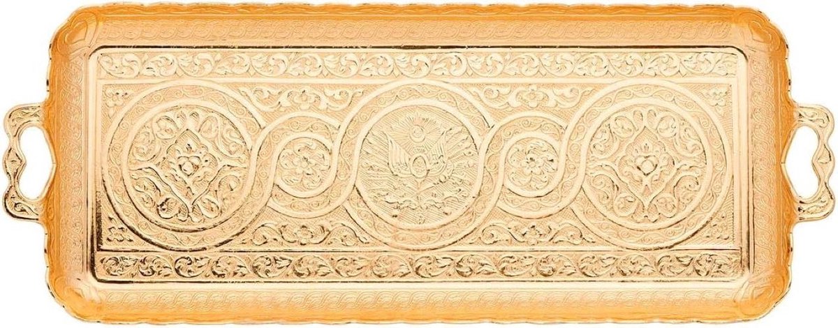Turkse koffie theedranken Ottomaanse rechthoek 13 "x 5,5" goudkleur