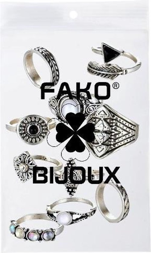Fako Bijoux® - Bohemian Stijl Ringenset - Ringen Set - Indira - 10-Delig - Zilverkleurig - Fako Bijoux®
