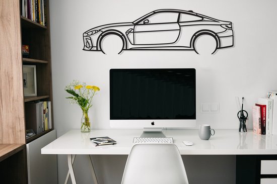 BMW M4 Silhouette – Metaal Kunst - Wanddecoratie - Man Cave - Auto Decoratie - 80cm X 20cm - Muurdecoratie - Cadeau voor man