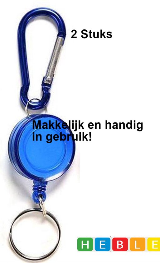 *** 2x Uittrekbaar Koord-Sleutelhanger - Blauw - van Heble® ***