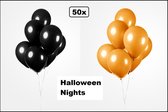 50x Luxe Ballon mix zwart/oranje 30cm - Halloween - Creepy Festival feest party verjaardag landen helium lucht thema