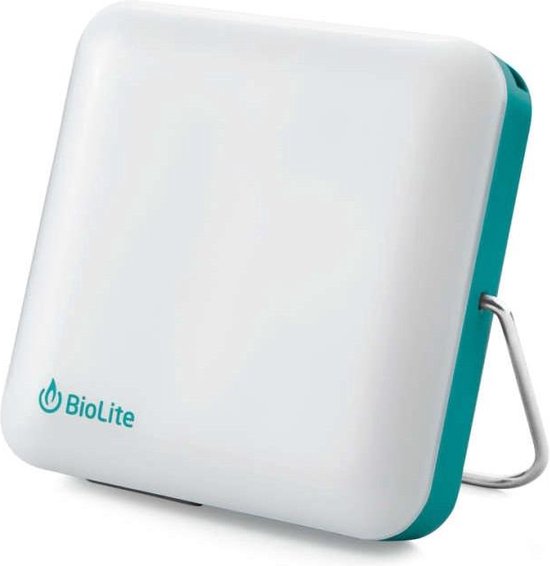 Foto: Biolite sunlight 100 teal tentlamp met zonnepaneel