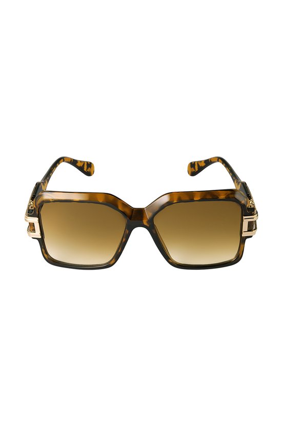 YEHWANG - Cool Frame zonnebril - Bruin met print - Goud