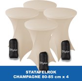 Statafelrok Champagne x 4 – ∅ 80-85 x 110 cm - Statafelhoes met Draagtas - Luxe Extra Dikke Stretch Sta Tafelrok voor Statafel – Kras- en Kreukvrije Hoes
