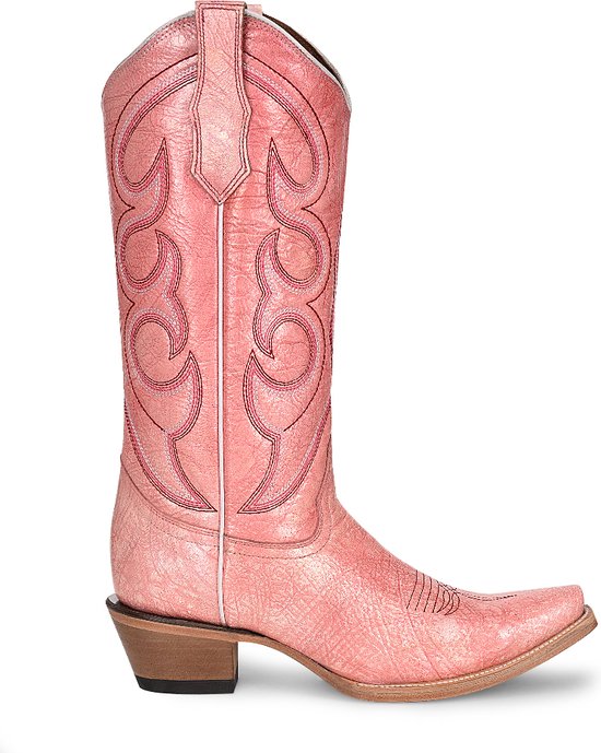 Circle G dames cowboylaarzen in roze leer met roze stiksels