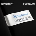 Wascertificering label van Kylians met wasinstructies, made in China.