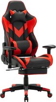Gaming stoel May - Met voetsteun - Rood - Gamestoel - Chair - Ergonomische bureaustoel - Verstelbaar - Chair - Kunstleer