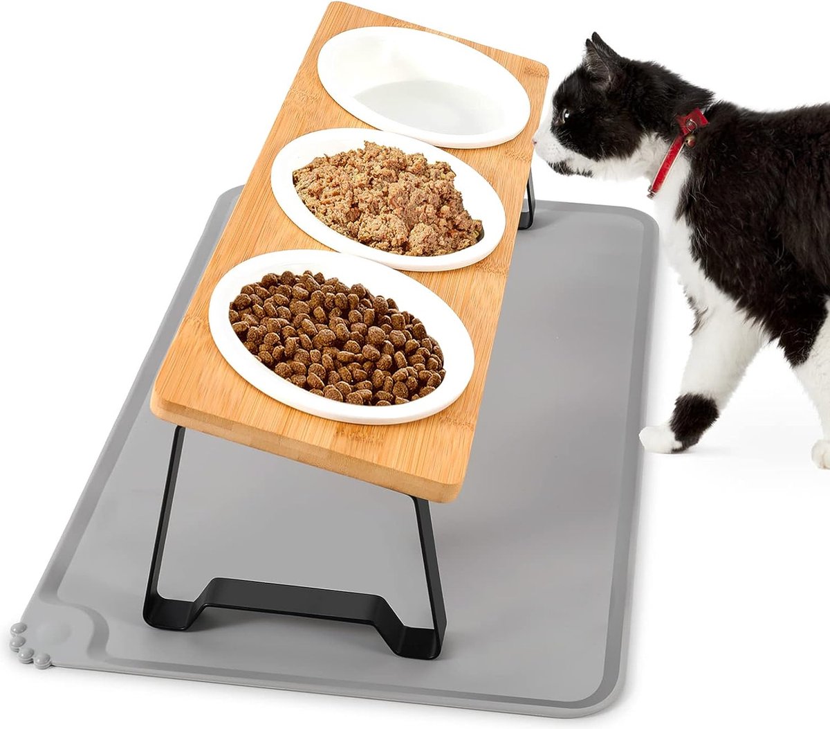 Support De Gamelle Surélevé Pour Chat LOVIVER - Cadre En Fer, Facile à Nettoyer - Anti-vomissements Et Meilleure Posture - 3