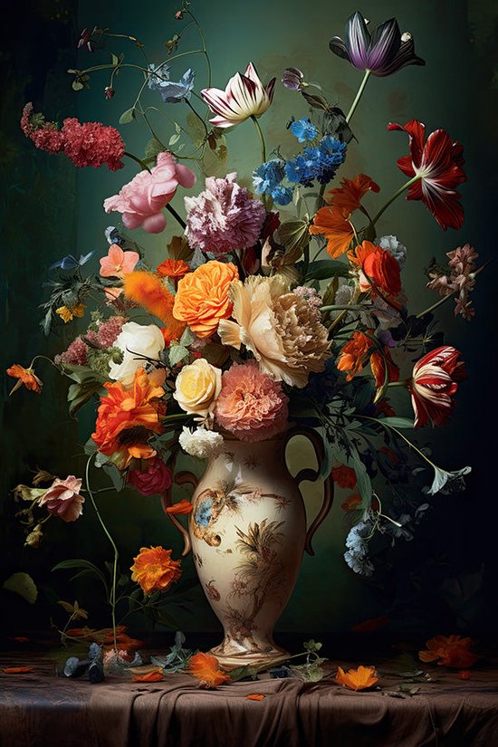 Vaas met bloemen #4 - plexiglas schilderij - 50 x 70 cm