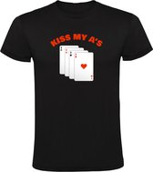 T-shirt pour homme Kiss My A's | Cartes | jeu de cartes | poker | Humour | drôle | Noir