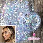 GetGlitterBaby® - Biologische / Biologisch afbreekbare Zilveren Chunky Festival Glitters voor Lichaam en Gezicht / Biodegradable Face Body Jewels Glitterlijm / Gel Glittergel - Zilver