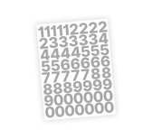 Cijfer stickers / Plaknummers - Stickervel Set - Metallic Zilver - 3cm hoog - Geschikt voor binnen en buiten - Standaard lettertype - Glans