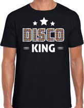 Bellatio Decorations disco verkleed t-shirt heren - jaren 80 feest outfit - disco king - zwart XL