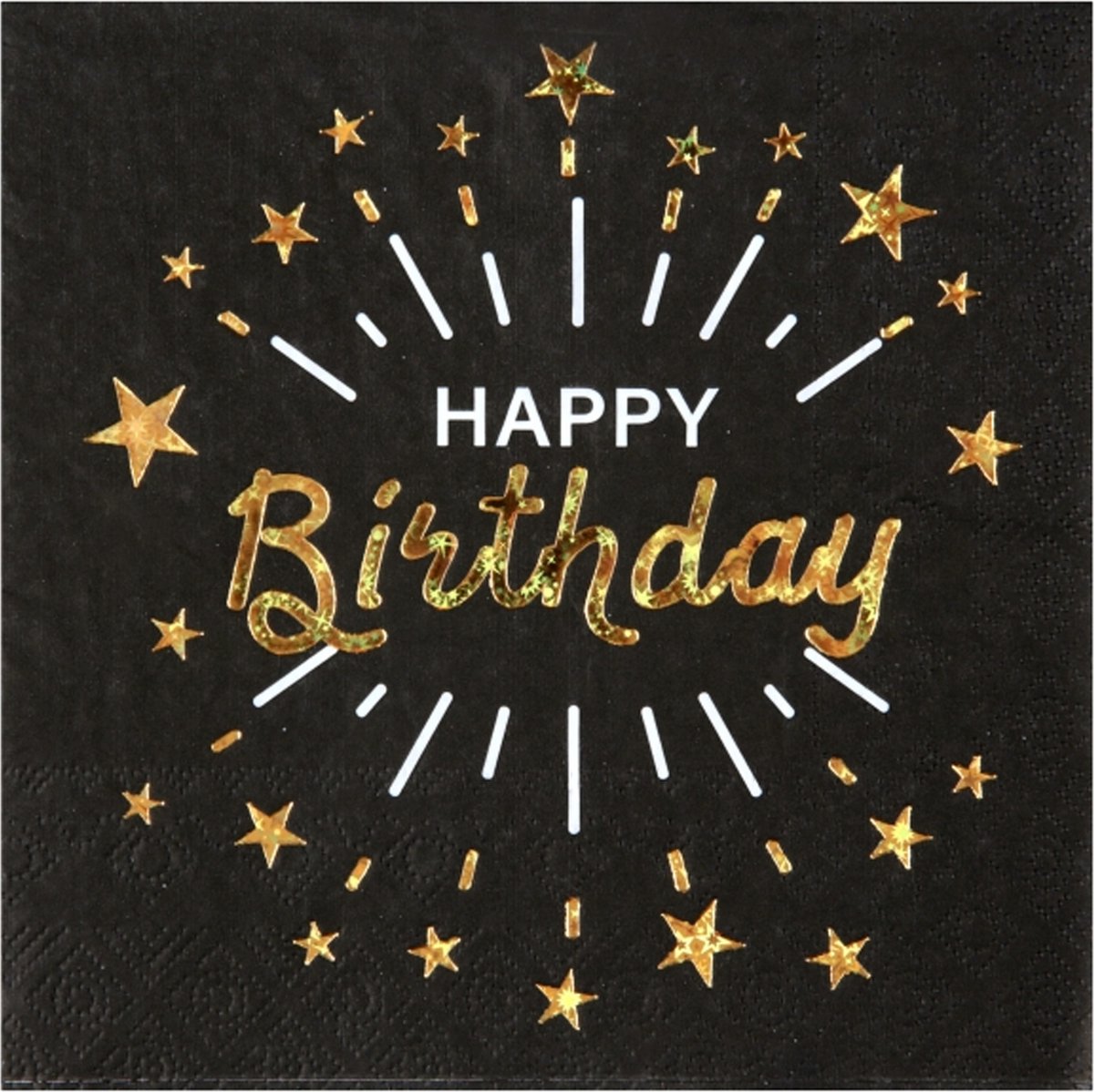 Santex Verjaardag feest servetten happy birthday - 10x - goud - 33 x 33 cm