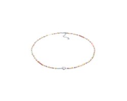 Elli - Halsketting - Dames Choker glazen kralen hart trend in 925 sterling zilver verguld - Dames