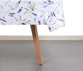 Raved Tafelzeil Lavendel Bloemen 140 cm x  140 cm - Wit - PVC - Afwasbaar