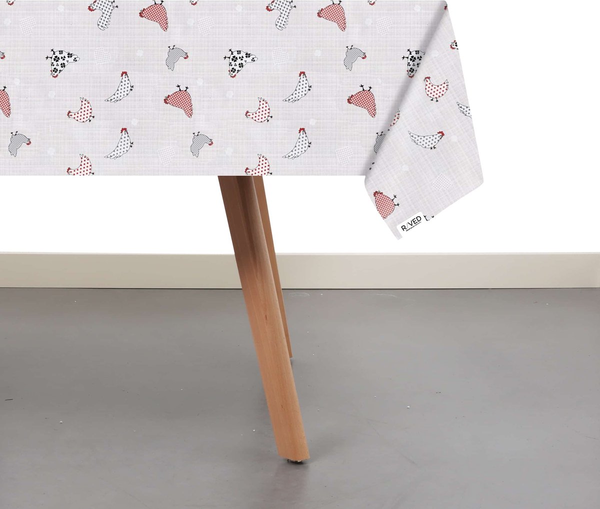 Raved Tafelzeil – 140 cm x 280 cm – Kippen Rood – PVC – Afwasbaar