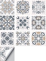Plaktegels voor keuken, badkamer & vloer - 10 Stickertegels 15x15CM - Zelfklevende tegels met Portugees Design Grijs