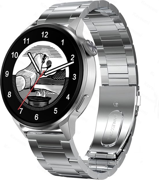 DrPhone ModelX7 – 1.36 Inch HD Scherm Smartwatch – Smartwatch Met Mobiele App – Belfunctie - Zuurstof/Hartslag/Bloeddruk meter – Extra Siliconen Band - Zilver
