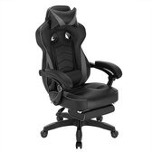 Gaming stoel Eija - Verstelbaar in hoogte - Met voetsteun - Gamestoel - Chair - Ergonomische bureaustoel - Chair - Zwart - Kunstleer
