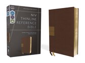 NIV, Thinline Reference Bible (Deep Study at a Portable Size), Leathersoft, Brown, Red Letter, Comfort Print