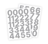 Cijfer stickers / Plaknummers - Stickervellen Set - Metallic Zilver - 5cm hoog - Geschikt voor binnen en buiten - Standaard lettertype - Glans