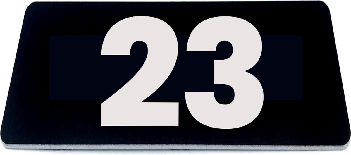 Nummerplaatje 23 - 80 x 50 x 1,6 mm - Zwart/wit - incl. 3M-tape | Nummerbordje - Deur en kamernummer - brievenbusnummers - Gratis verzending - 5 jaar garantie | Gratis Verzending