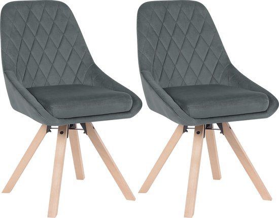 Set van 2 Stoelen - Luxe Eetkamerstoel - Eetkamerstoelen - 2 stoelen - Moderne look - Grijs