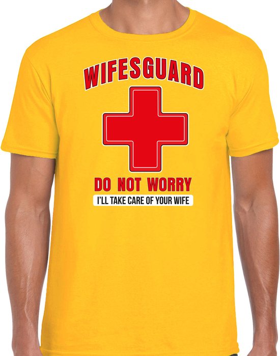 Bellatio Decorations T-shirt habillé de sauveteur pour hommes - outfit - jaune - Wifesguard L