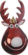 1x Kersthangers figuurtjes rendier Rudolph rood 11 cm - Rendieren thema kerstboomhangers
