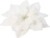 Cosy & Trendy Kerstboomversiering op clip witte besneeuwde bloem 15 cm - kerstboom decoratie
