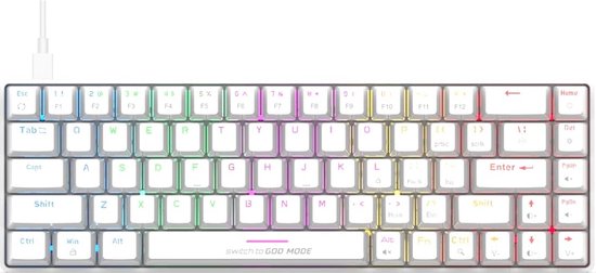 Cosmic Byte CB-GK-36 Artemis 68 toetsen per toets RGB Bedraad mechanisch toetsenbord met Outemu verwisselbare blauwe schakelaars en software (wit) Verstelbare achtergrondverlichting | Lichteffecten | Gaming-toetsenborden