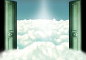 Fotobehang - Vlies Behang - Openslaande Deuren naar de Wolken 3D - 368 x 254 cm