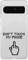 Leuk TPU Back Case Google Pixel 8 Pro Hoesje Finger Don't Touch My Phone