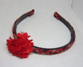 ZoeZo Design - haarband - diadeem - rood - zwart - met bloem