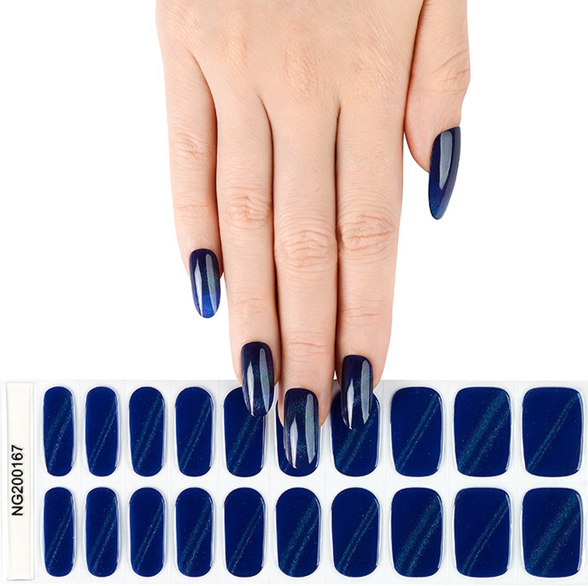 Goedkoopste Gel Nail Wraps – Gel Nagel Wraps – Gel Nail Stickers – Gel Nagel Folie - UV lamp - Glitter Stripe Dark Blue