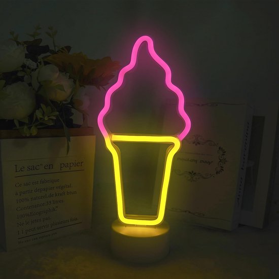 Neonlicht IJscrème - Decoratieve LED-lichtborden voor feestelijke sfeer in huis & cadeaus voor kinderen